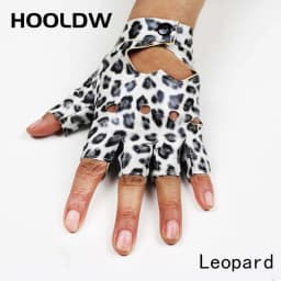 HOOLDW New Cycling Fingerless Gloves Fashion Women PU Leather Gloves Dancing Party Show Costume Breathable Half Finger Mittens