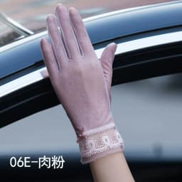 Sexy Summer Women UV Sunscreen Short Sun Female Gloves Fashion Ice Silk Lace Driving Of Thin Touch Screen Lady Gloves G02E