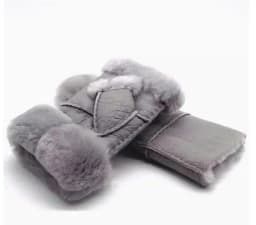 Men women autumn winter thicken warm natural one piece wool fur leather glove winter wool fur mitten half finger fur glove R3385