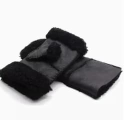Men women autumn winter thicken warm natural one piece wool fur leather glove winter wool fur mitten half finger fur glove R3385