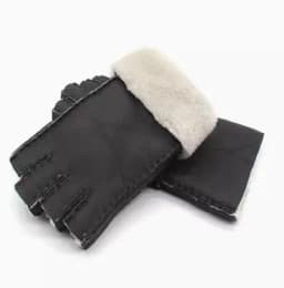 Men women autumn winter thicken warm natural one piece wool fur leather glove winter wool fur mitten half finger fur glove R3385