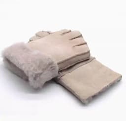 Men women autumn winter thicken warm natural one piece wool fur leather glove winter wool fur mitten half finger fur glove R3385