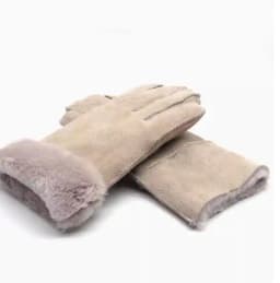 Men women autumn winter thicken warm natural one piece wool fur leather glove winter wool fur mitten half finger fur glove R3385
