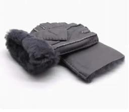 Men women autumn winter thicken warm natural one piece wool fur leather glove winter wool fur mitten half finger fur glove R3385