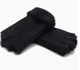 Men women autumn winter thicken warm natural one piece wool fur leather glove winter wool fur mitten half finger fur glove R3385