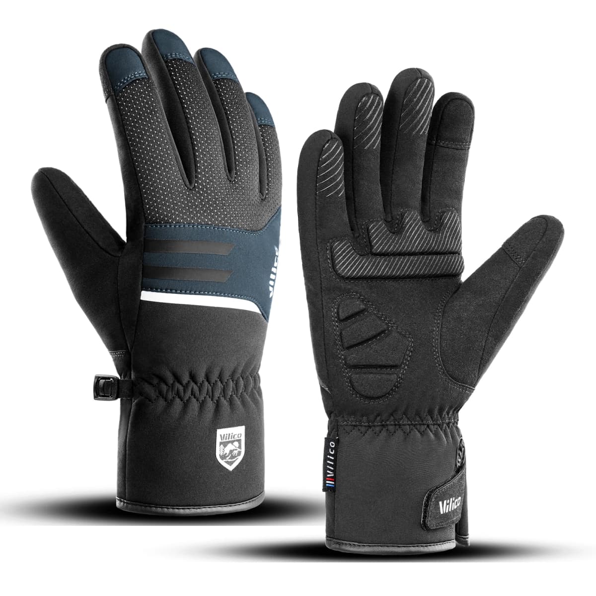 Men Winter Waterproof Cycling Gloves Outdoor Sports Running Motorcycle Ski Touch Screen Fleece Gloves Non-slip Warm Full Fingers