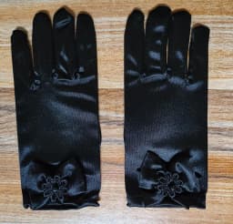 Elastic Girl Etiquette Performance Glove Satin Pearl Flower Lace Bow Short Children Princess Wedding Dress Dance Mitten L44