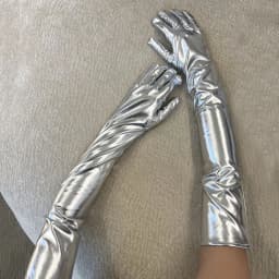 Women Sexy Patent Leather 55cm Long Gloves Cosplay Clothing Accessories Black Tight Gloves DS Pole Dance Performance Party Opera