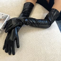 Women Sexy Patent Leather 55cm Long Gloves Cosplay Clothing Accessories Black Tight Gloves DS Pole Dance Performance Party Opera
