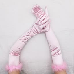 53cm Feather Satin Retro Style Women Long Gloves Party Ball Christmas Cosplay Stage Performance Fashion Personality Elegant