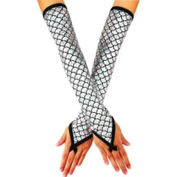 Summer 45CM Long Women Sunscreen Finger Hook Mermaid Scale Gloves Fashion PersonalityStage Performance Halloween Cosplay