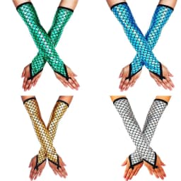 Summer 45CM Long Women Sunscreen Finger Hook Mermaid Scale Gloves Fashion PersonalityStage Performance Halloween Cosplay