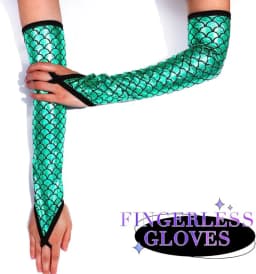 Summer 45CM Long Women Sunscreen Finger Hook Mermaid Scale Gloves Fashion PersonalityStage Performance Halloween Cosplay