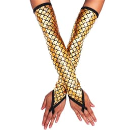 Summer 45CM Long Women Sunscreen Finger Hook Mermaid Scale Gloves Fashion PersonalityStage Performance Halloween Cosplay