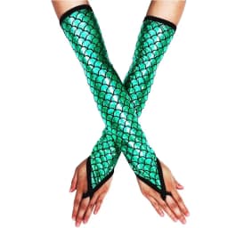 Summer 45CM Long Women Sunscreen Finger Hook Mermaid Scale Gloves Fashion PersonalityStage Performance Halloween Cosplay
