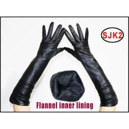 Women's Sheepskin Gloves Long 100% Genuine Leather Gloves Long Sleeve Over Elbow Arm Guard Warm Flannel Lining Autumn and Winter