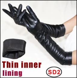 Women's Sheepskin Gloves Long 100% Genuine Leather Gloves Long Sleeve Over Elbow Arm Guard Warm Flannel Lining Autumn and Winter