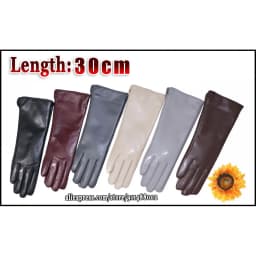 Women's Sheepskin Gloves Long 100% Genuine Leather Gloves Long Sleeve Over Elbow Arm Guard Warm Flannel Lining Autumn and Winter