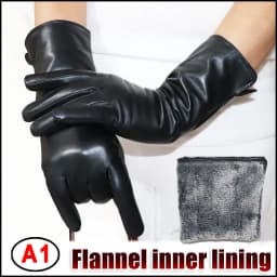 Women's Sheepskin Gloves Long 100% Genuine Leather Gloves Long Sleeve Over Elbow Arm Guard Warm Flannel Lining Autumn and Winter