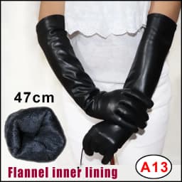 Women's Sheepskin Gloves Long 100% Genuine Leather Gloves Long Sleeve Over Elbow Arm Guard Warm Flannel Lining Autumn and Winter