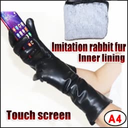 Women's Sheepskin Gloves Long 100% Genuine Leather Gloves Long Sleeve Over Elbow Arm Guard Warm Flannel Lining Autumn and Winter