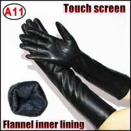 Women's Sheepskin Gloves Long 100% Genuine Leather Gloves Long Sleeve Over Elbow Arm Guard Warm Flannel Lining Autumn and Winter