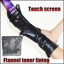 Women's Sheepskin Gloves Long 100% Genuine Leather Gloves Long Sleeve Over Elbow Arm Guard Warm Flannel Lining Autumn and Winter