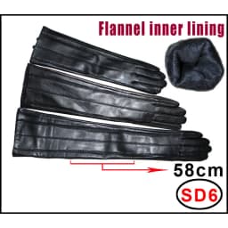 Women's Sheepskin Gloves Long 100% Genuine Leather Gloves Long Sleeve Over Elbow Arm Guard Warm Flannel Lining Autumn and Winter