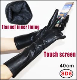 Women's Sheepskin Gloves Long 100% Genuine Leather Gloves Long Sleeve Over Elbow Arm Guard Warm Flannel Lining Autumn and Winter