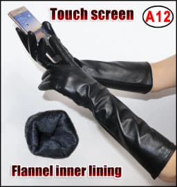 Women's Sheepskin Gloves Long 100% Genuine Leather Gloves Long Sleeve Over Elbow Arm Guard Warm Flannel Lining Autumn and Winter