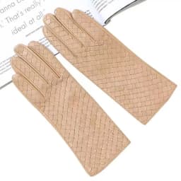 European Hand Woven Leather Lambskin Gloves for Woman 2025 Winter Black Beige Plaid Short Luvas Mujer Outdoor Warm Handschuhe
