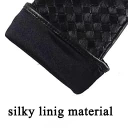 European Hand Woven Leather Lambskin Gloves for Woman 2025 Winter Black Beige Plaid Short Luvas Mujer Outdoor Warm Handschuhe