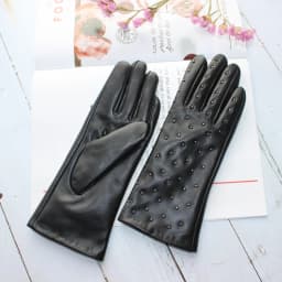 New Women's Sheepskin Gloves Leather Fashion Belt Rhinestone Warm Velvet Lining Gloves Winter