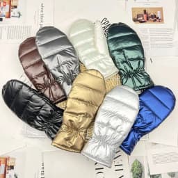 Winter New Plus Velvet Thick Warm Hands Mittens Outdoor Skiing Waterproof Windproof Women Gloves Solid Color Glossy Gloves