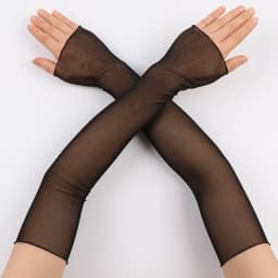 Women Summer Sun Protection Long Fingerless Gloves Thin Transparent Lace Mesh Arm Sleeve Uv Sunscreen Sexy Breathable Mittens