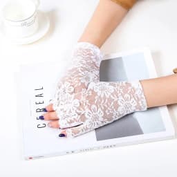 White Fingerless Sexy Lace Gloves Women Short Bride Wedding Half Finger Elasticity Cycling Driving Summer Sun Protection Gloves