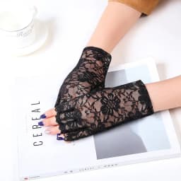 White Fingerless Sexy Lace Gloves Women Short Bride Wedding Half Finger Elasticity Cycling Driving Summer Sun Protection Gloves