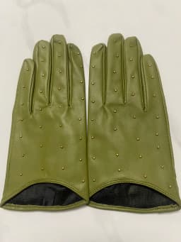 Women's Spring Autumn Natural Sheepskin Leather Gloves Female Genuine Leather Punk Style Rivet Motorcycle Driving Gloves R755