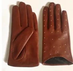 Women's Spring Autumn Natural Sheepskin Leather Gloves Female Genuine Leather Punk Style Rivet Motorcycle Driving Gloves R755