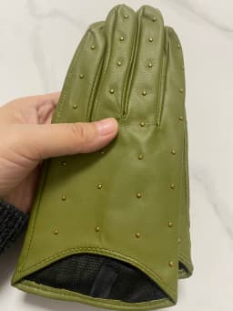 Women's Spring Autumn Natural Sheepskin Leather Gloves Female Genuine Leather Punk Style Rivet Motorcycle Driving Gloves R755
