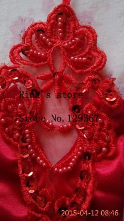 women's fashion gloves sexy red fingerless gloves red paillette lace gloves red long design gloves R2060