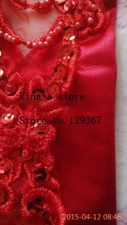 women's fashion gloves sexy red fingerless gloves red paillette lace gloves red long design gloves R2060