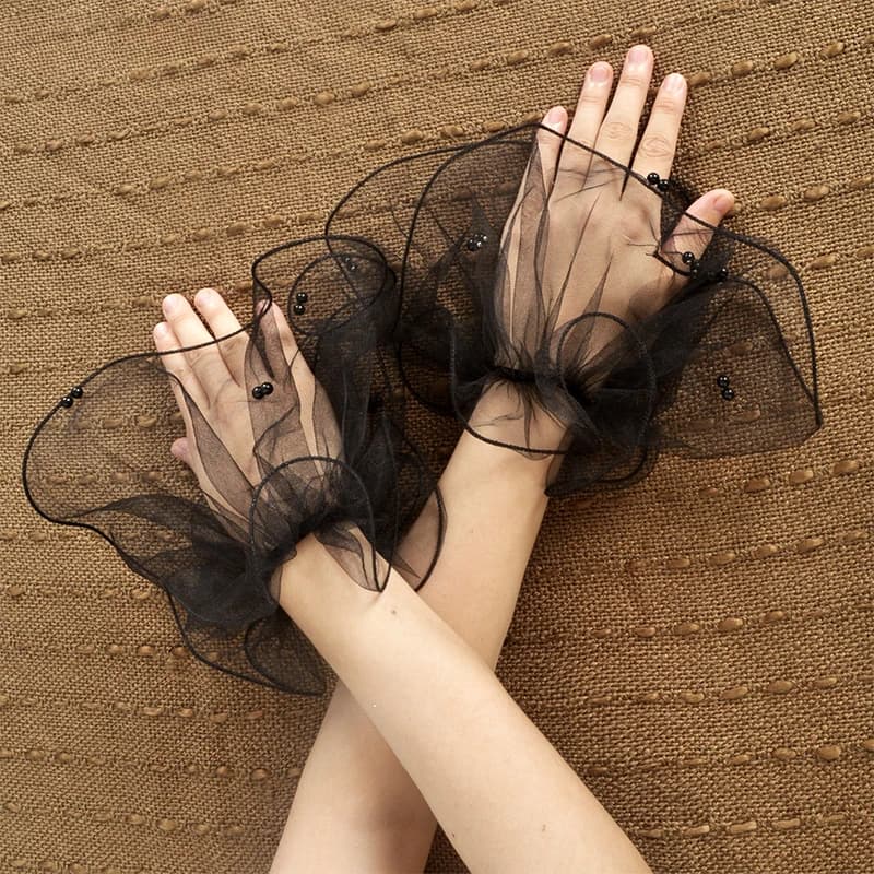 1 Pair Spring Summer Sexy Party Lace Gloves Women Sunscreen Short Gloves Fingerless Driving Gloves Half Finger Mittens Elastic