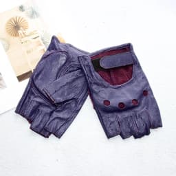 Half Finger Gloves Women's Leather Thin Fashion Hollow Style Color Sheepskin Short Outdoor Motorcycle Riding Locomotive Driving
