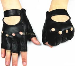 Half Finger Gloves Women's Leather Thin Fashion Hollow Style Color Sheepskin Short Outdoor Motorcycle Riding Locomotive Driving