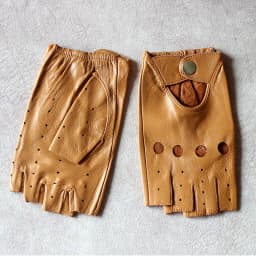 Half Finger Gloves Women's Leather Thin Fashion Hollow Style Color Sheepskin Short Outdoor Motorcycle Riding Locomotive Driving