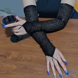 50cm Sequins Long Hook Finger Women Gloves Nightclub Stage Performance Party Sexy Cosplay Clothing Long Fingerless Mittens