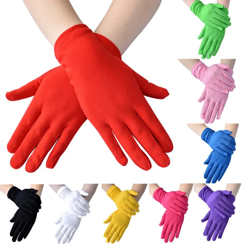 Women Milk Silk Breathable Thin Etiquette Performance Elasticity Dance Dress Retro Party Prom Decoration Cosplay Short Gloves