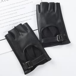 Women Nightclubs Stage Performance DS Punk Style Half Finger Solid Hollow Leather Gloves Fashionable Personality Hip Hop Cosplay