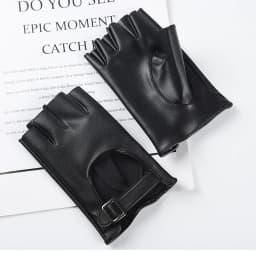 Women Nightclubs Stage Performance DS Punk Style Half Finger Solid Hollow Leather Gloves Fashionable Personality Hip Hop Cosplay